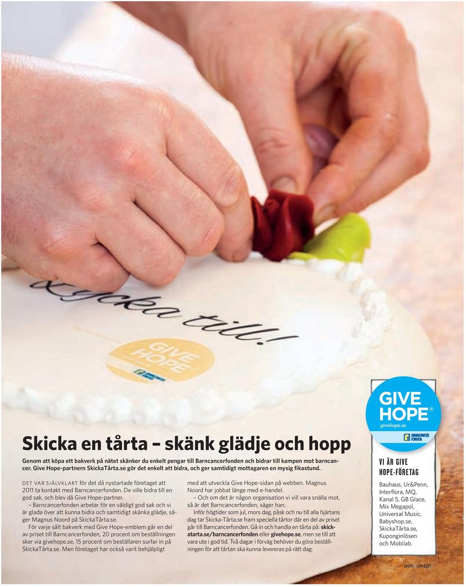 De ville bidra till en god sak, och blev då Give Hope-partner.