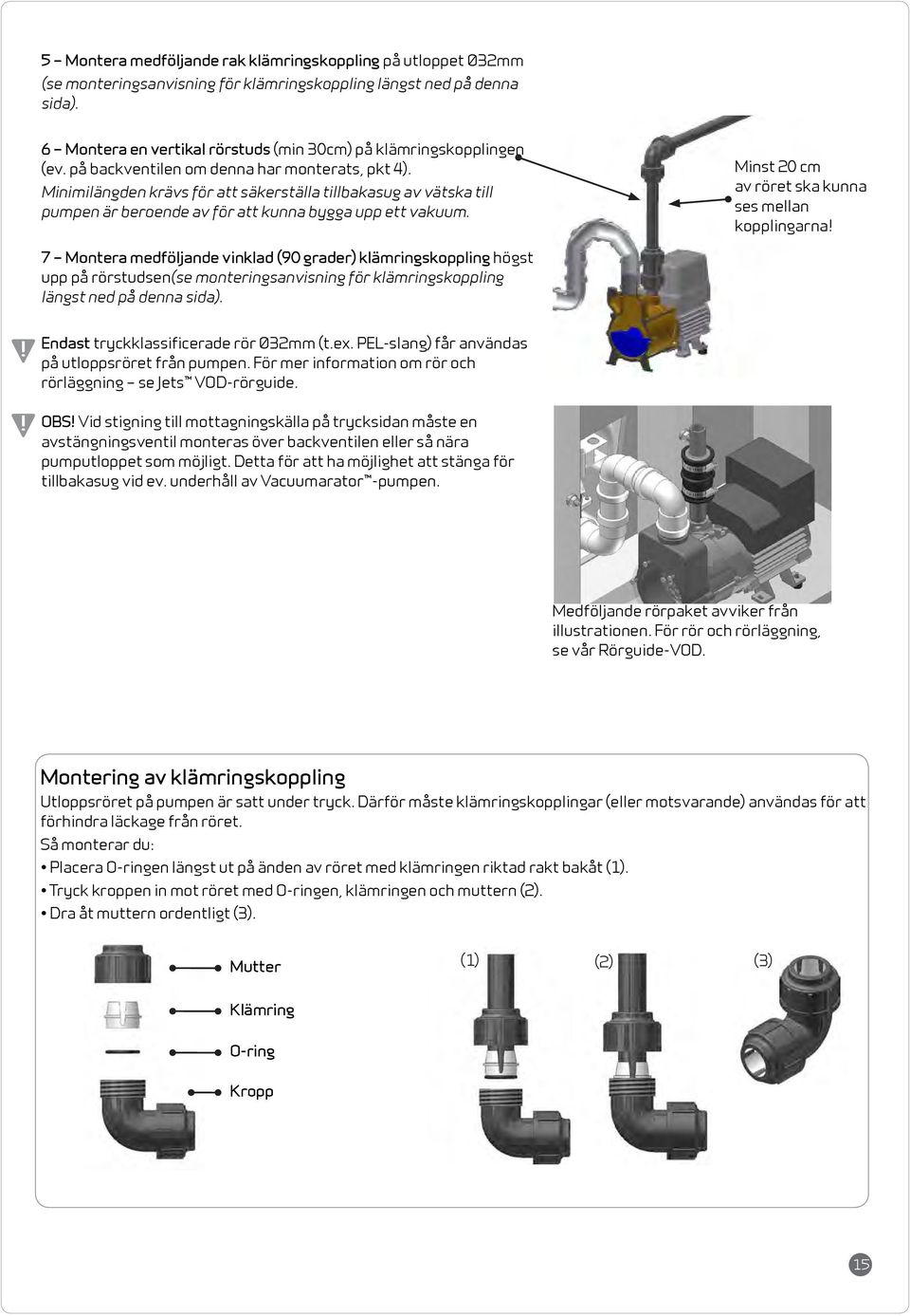 Minimilängden krävs för att säkerställa tillbakasug av vätska till pumpen är beroende av för att kunna bygga upp ett vakuum.