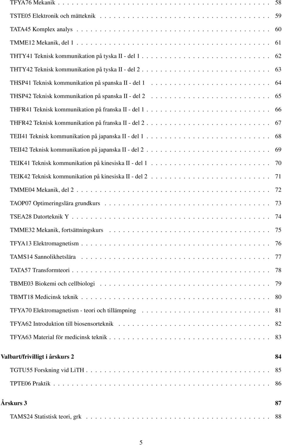 ........................... 63 THSP41 Teknisk kommunikation på spanska II - del 1.......................... 64 THSP42 Teknisk kommunikation på spanska II - del 2.