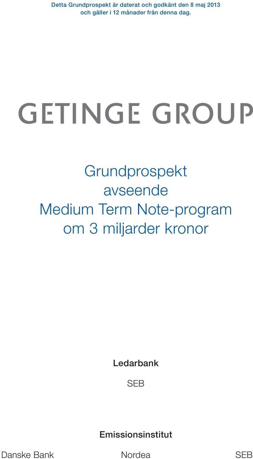 Grundprospekt avseende Medium Term Note-program om 3