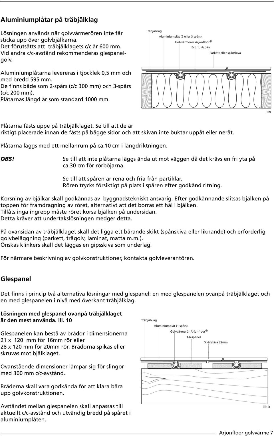 fuktspärr Parkett eller spånskiva Aluminiumplåtarna levereras i tjocklek 0,5 mm och med bredd 595 mm. De finns både som 2-spårs (c/c 300 mm) och 3-spårs (c/c 200 mm).