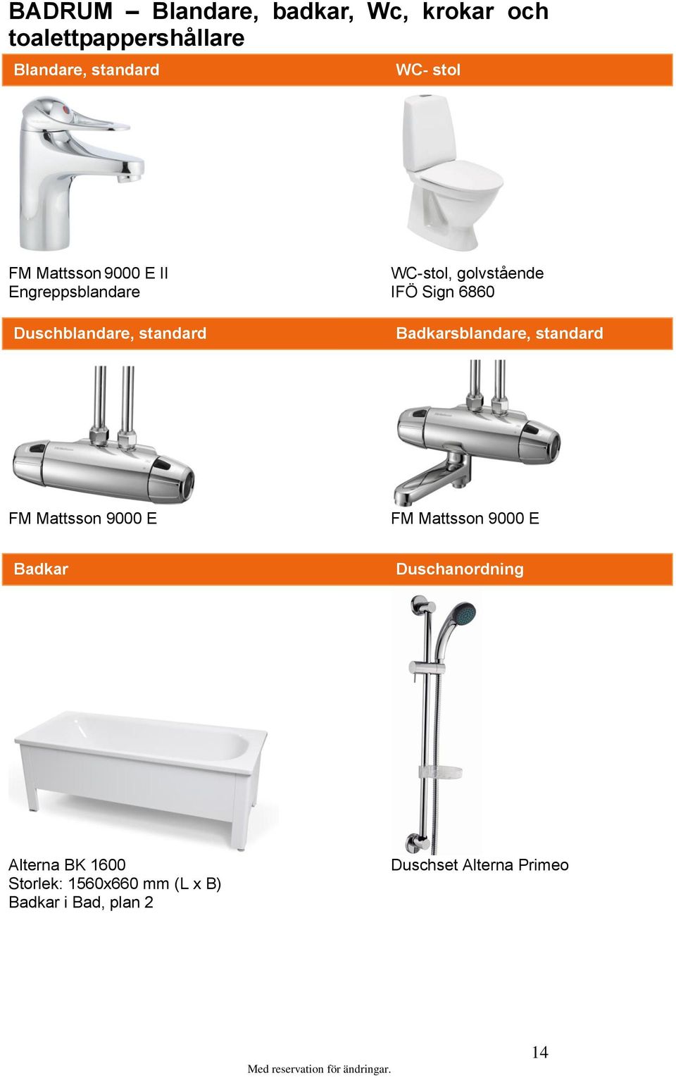 standard Badkarsblandare, standard FM Mattsson 9000 E FM Mattsson 9000 E Badkar