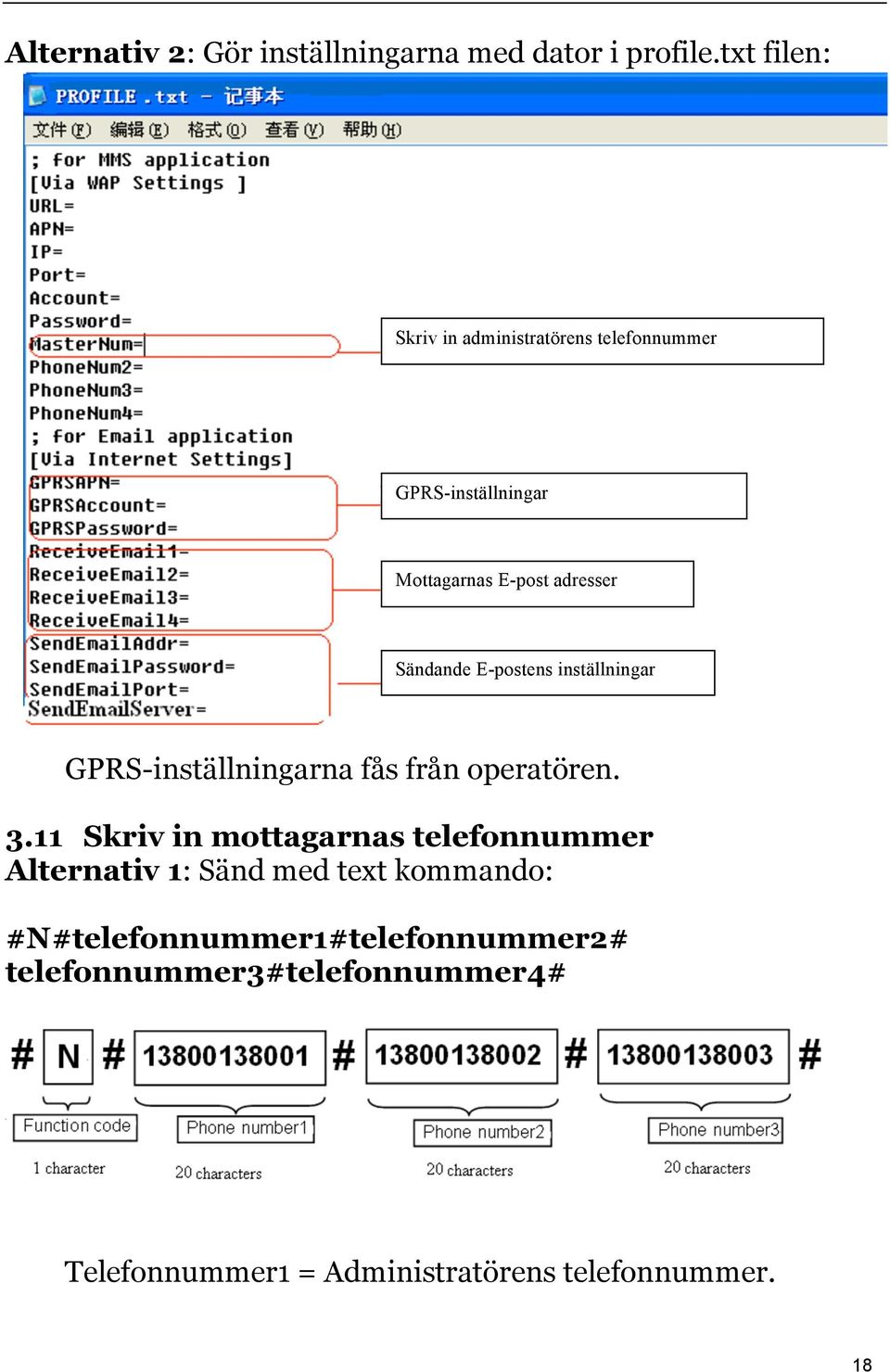 Sändande E-postens inställningar GPRS-inställningarna fås från operatören. 3.