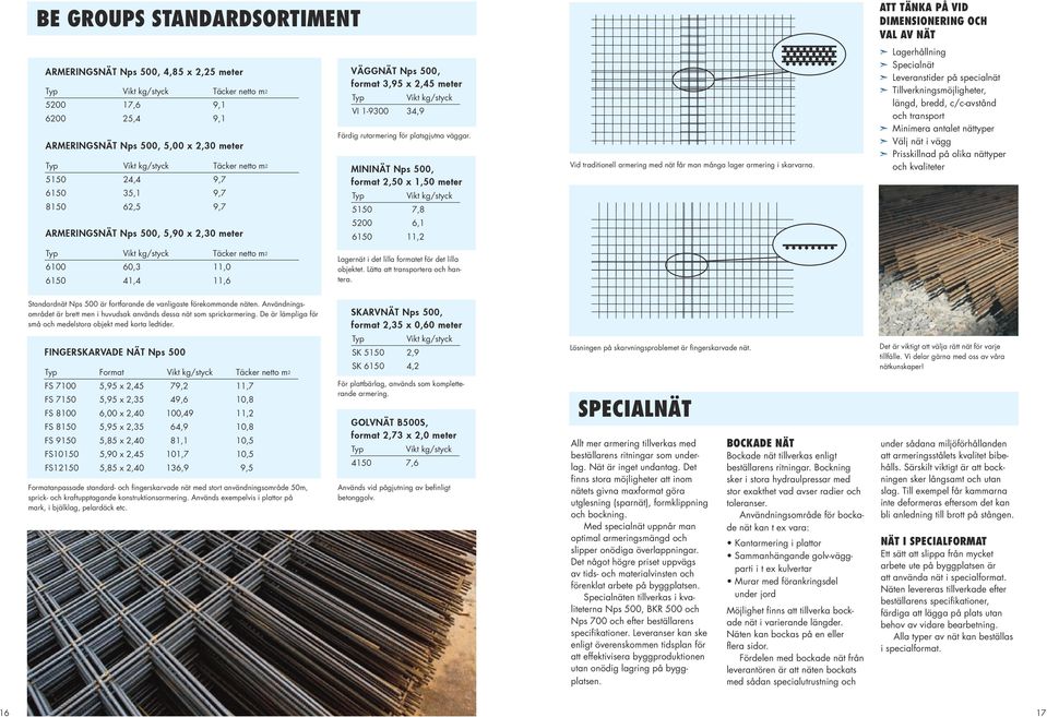 MININÄT Nps 500, formt 2,50 x 1,50 meter Typ Vikt kg/styk 5150 7,8 5200 6,1 6150 11,2 Vi tritionell rmering me nät får mn mång lger rmering i skrvrn.