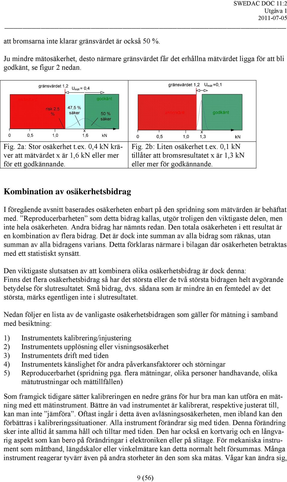 Kombination av osäkerhetsbidrag I föregående avsnitt baserades osäkerheten enbart på den spridning som mätvärden är behäftat med.