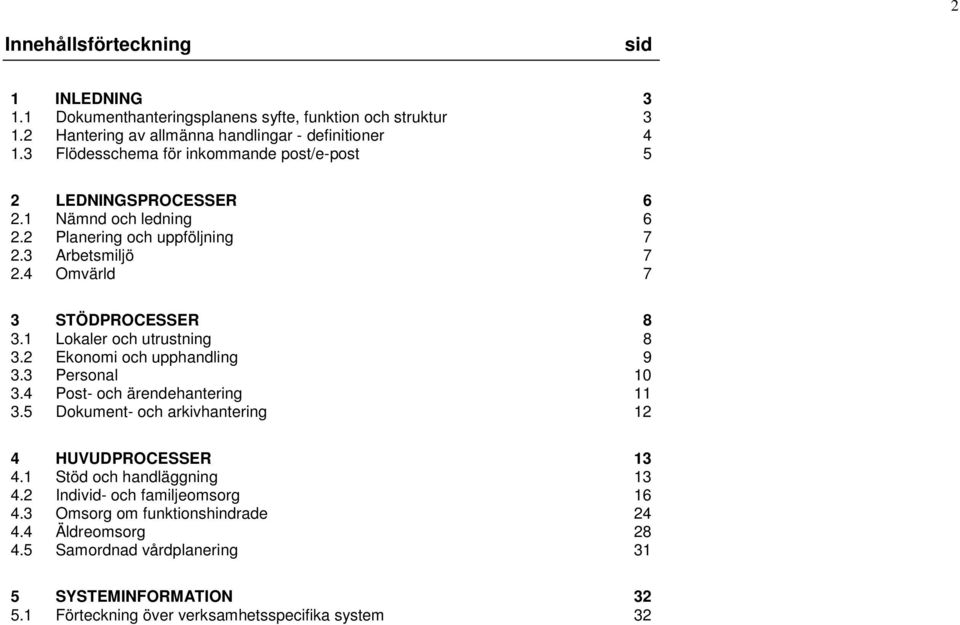 1 Lokaler och utrustning 8 3.2 Ekonomi och upphandling 9 3.3 Personal 10 3.4 Post och ärendehantering 11 3.5 Dokument och arkivhantering 12 4 HUVUDPROCESSER 13 4.