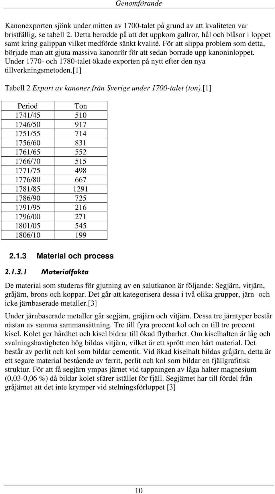 För att slippa problem som detta, började man att gjuta massiva kanonrör för att sedan borrade upp kanoninloppet. Under 1770- och 1780-talet ökade exporten på nytt efter den nya tillverkningsmetoden.