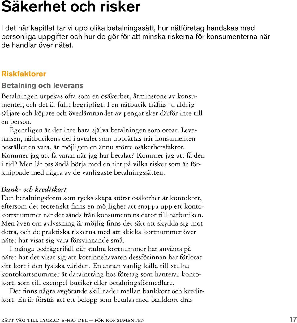 I en nätbutik träffas ju aldrig säljare och köpare och överlämnandet av pengar sker därför inte till en person. Egentligen är det inte bara själva betalningen som oroar.