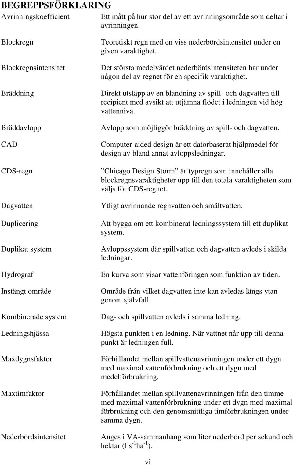 Nederbördsintensitet Teoretiskt regn med en viss nederbördsintensitet under en given varaktighet.