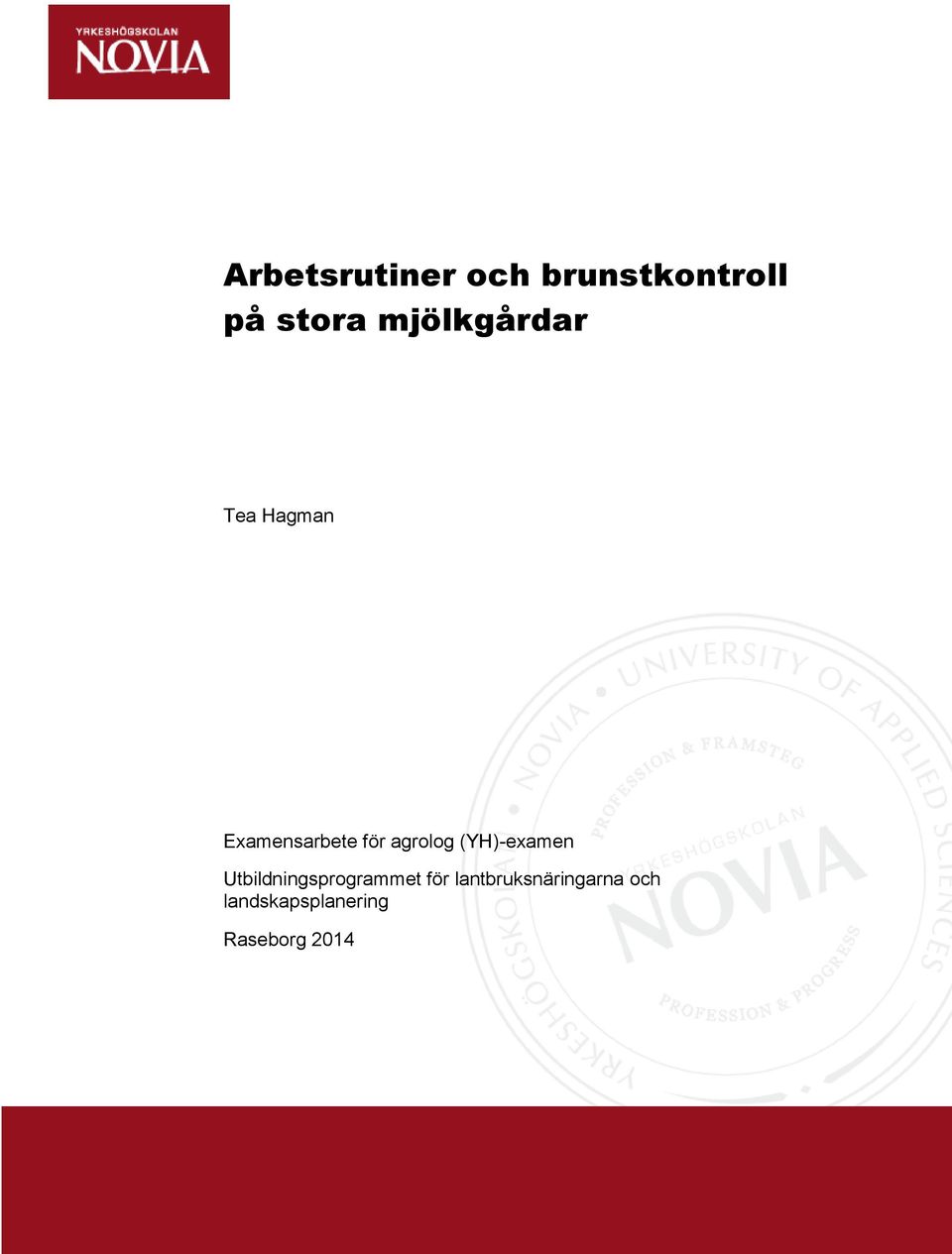 agrolog (YH)-examen Utbildningsprogrammet för
