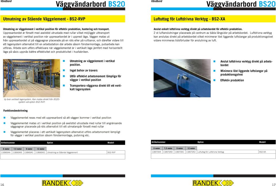 Väggen matas ut från uppresarbordet ut på väggvagnar placerade på en räls eller på rullbanor, och därefter vidare till ett lagersystem alternativt till en arbetsstation där arbete såsom