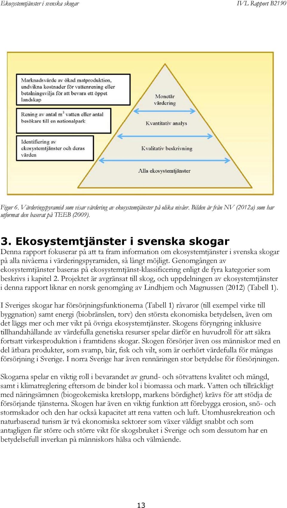 Genomgången av ekosystemtjänster baseras på ekosystemtjänst-klassificering enligt de fyra kategorier som beskrivs i kapitel 2.