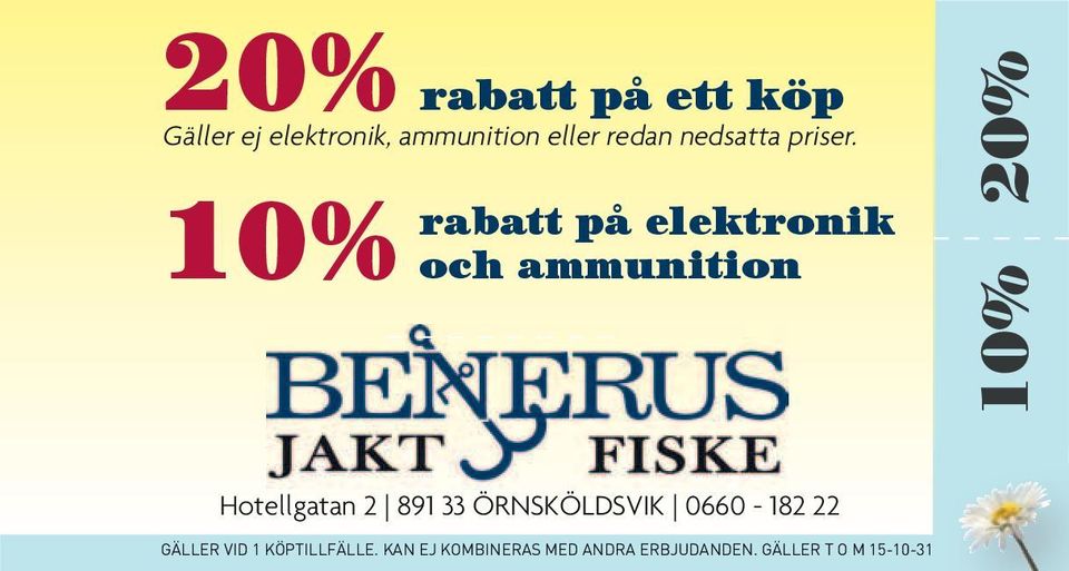 rabatt på elektronik 10% och ammunition 20%