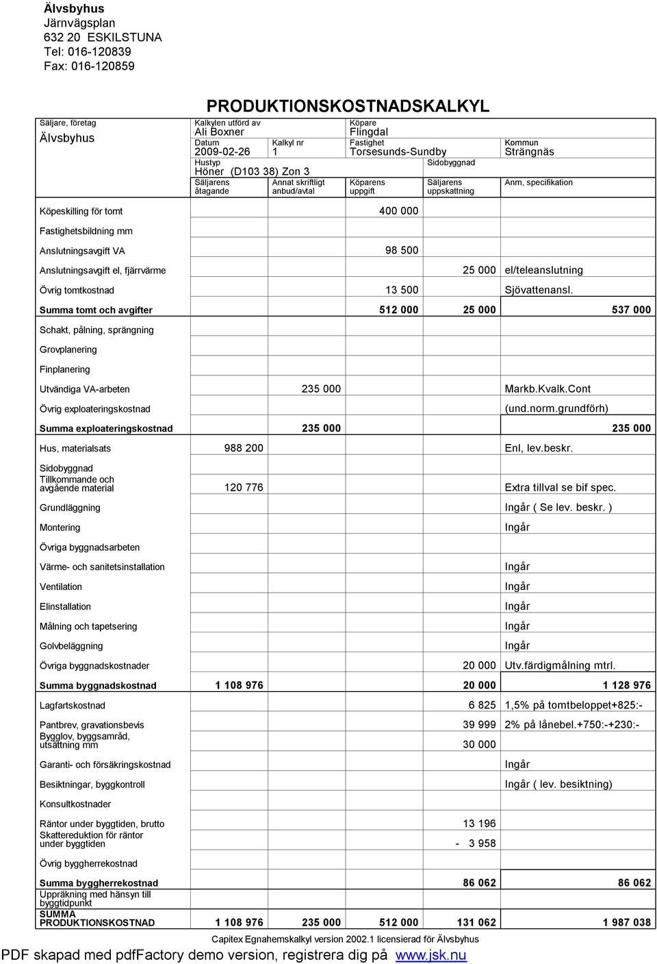 el/teleanslutning 13 500 Sjövattenansl.