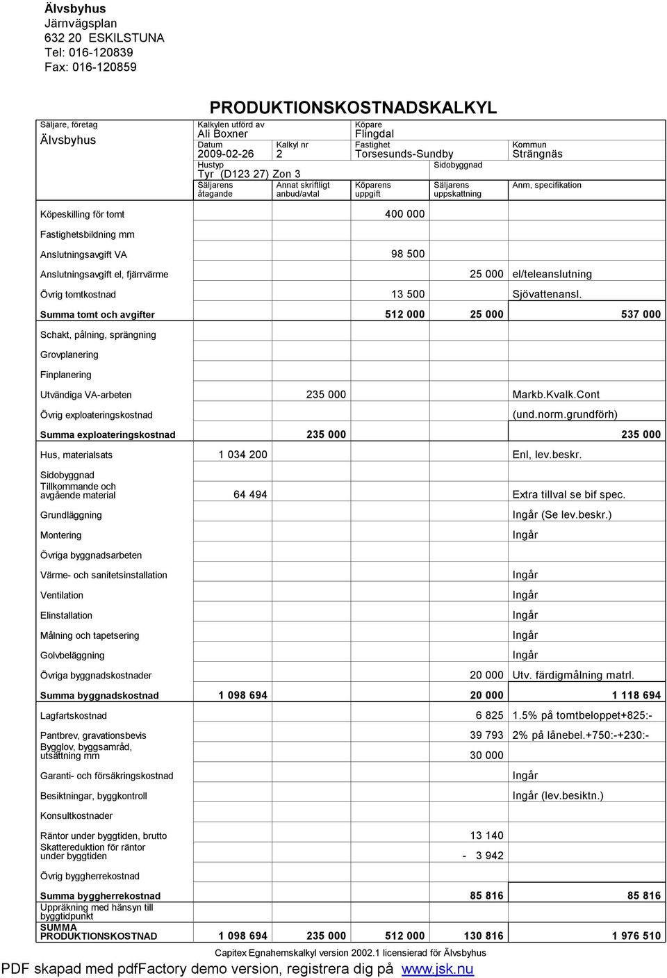 el/teleanslutning 13 500 Sjövattenansl.