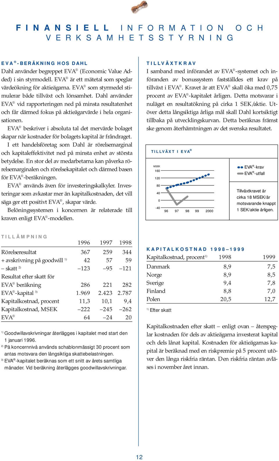 Dahl använder EVA vid rapporteringen ned på minsta resultatenhet och får därmed fokus på aktieägarvärde i hela organisationen.