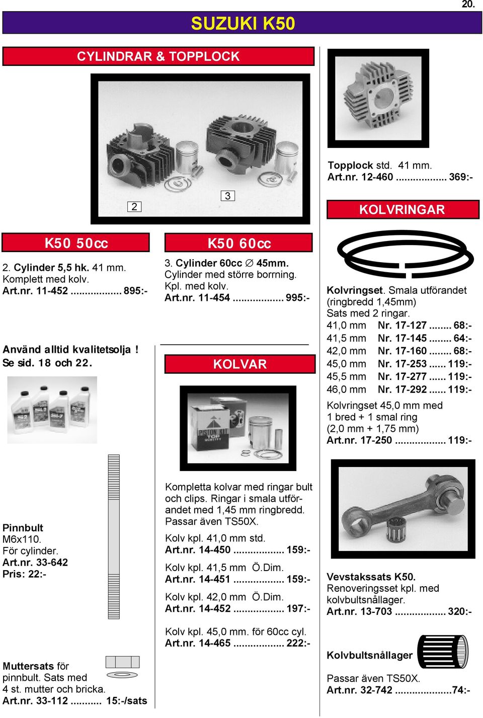 41,0 mm Nr. 17-127... 68:- 41,5 mm Nr. 17-145... 64:- 42,0 mm Nr. 17-160... 68:- 45,0 mm Nr. 17-253... 119:- 45,5 mm Nr. 17-277... 119:- 46,0 mm Nr. 17-292.