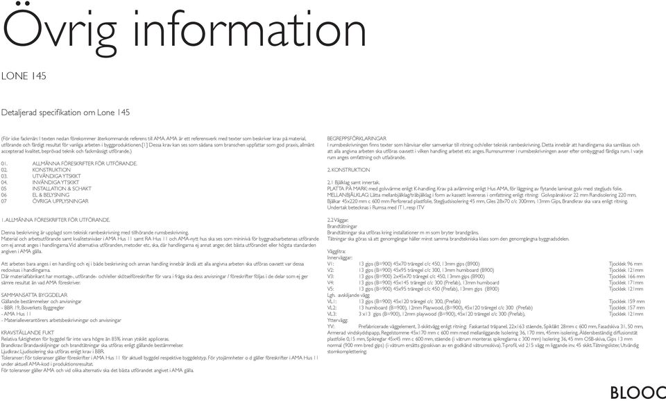 [1] Dessa krav kan ses som sådana som branschen uppfattar som god praxis, allmänt accepterad kvalitet, beprövad teknik och fackmässigt utförande.) 01. ALLMÄNNA FÖRESKRIFTER FÖR UTFÖRANDE. 02.