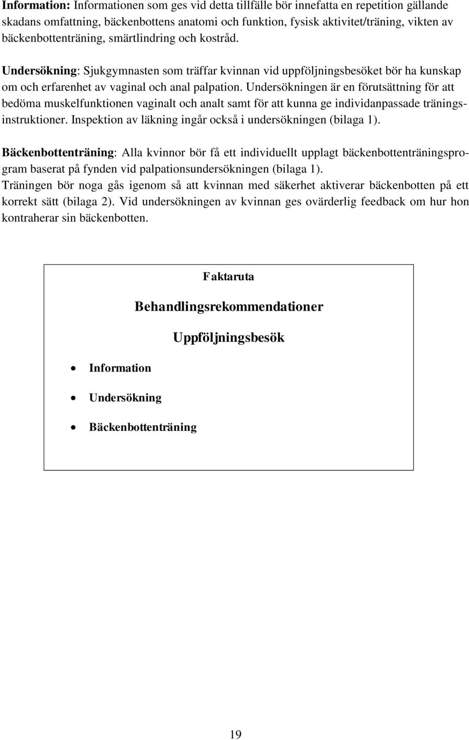 Undersökningen är en förutsättning för att bedöma muskelfunktionen vaginalt och analt samt för att kunna ge individanpassade träningsinstruktioner.