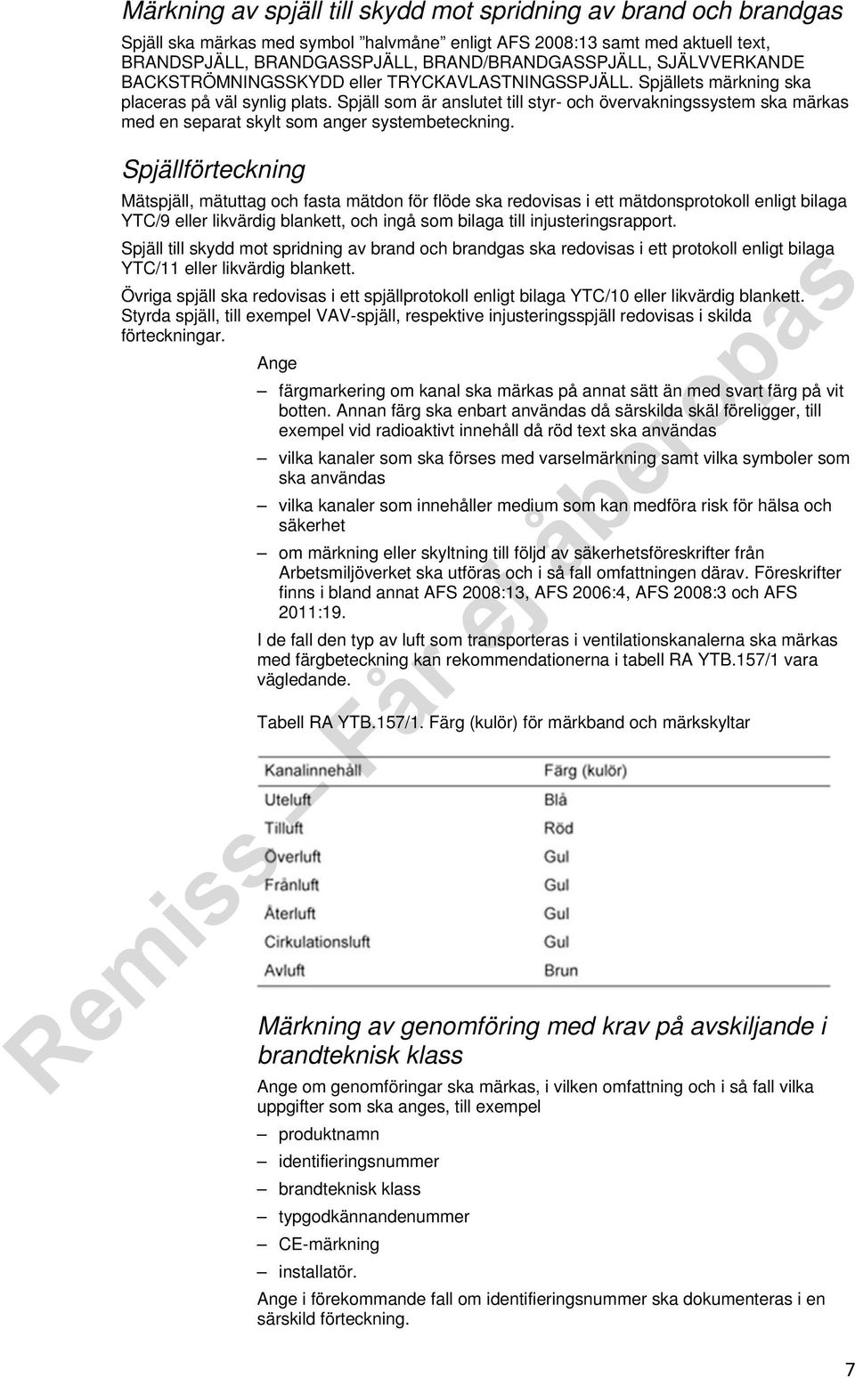 Spjäll som är anslutet till styr- och övervakningssystem ska märkas med en separat skylt som anger systembeteckning.