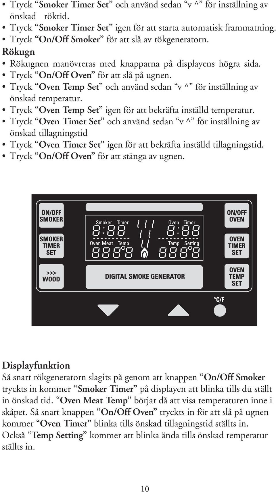 Tryck Oven Temp Set igen för att bekräfta inställd temperatur.