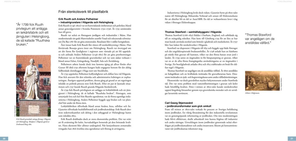 Från stenkolsverk till plastfabrik Erik Ruuth och Anders Polheimer industrigrundare i Höganäs och Helsingborg Erik Ruuth (1746 1820) var en framträdande ämbetsman och politiker, bland annat