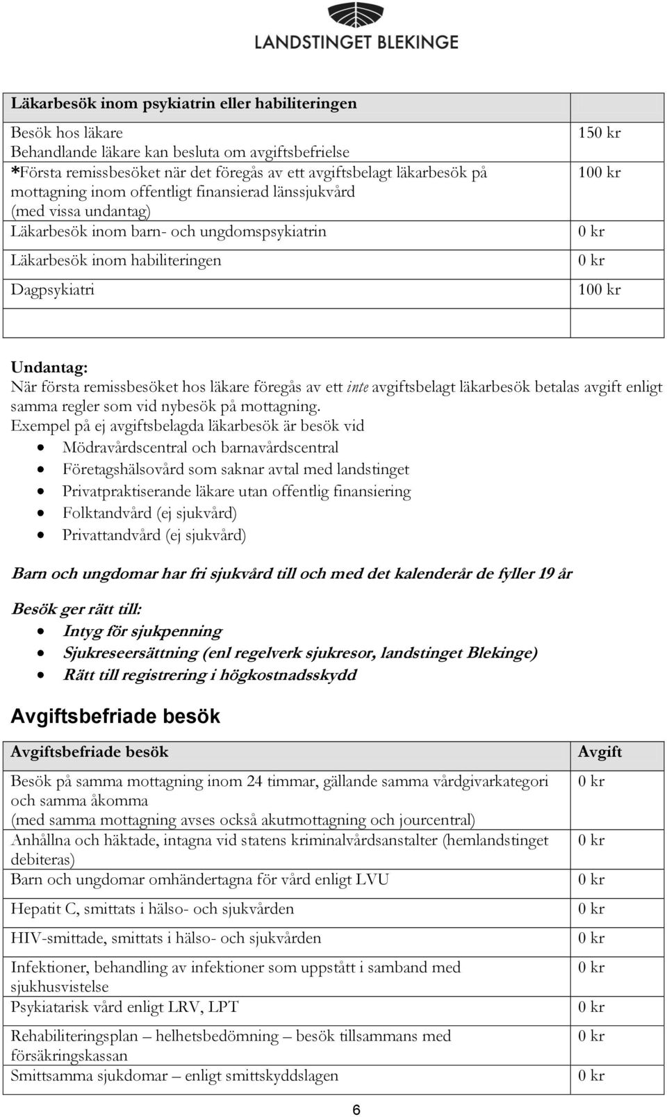 läkare föregås av ett inte avgiftsbelagt läkarbesök betalas avgift enligt samma regler som vid nybesök på mottagning.