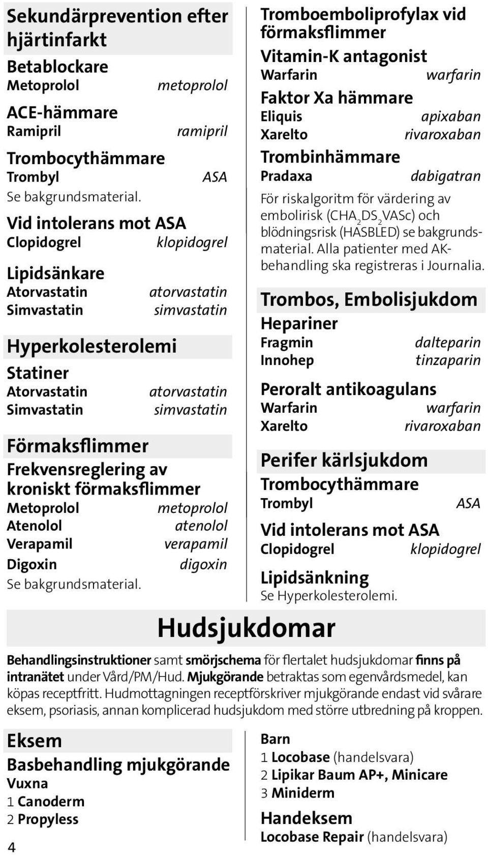 Förmaksflimmer Frekvensreglering av kroniskt förmaksflimmer Metoprolol metoprolol Atenolol atenolol Verapamil verapamil Digoxin digoxin Se bakgrundsmaterial.