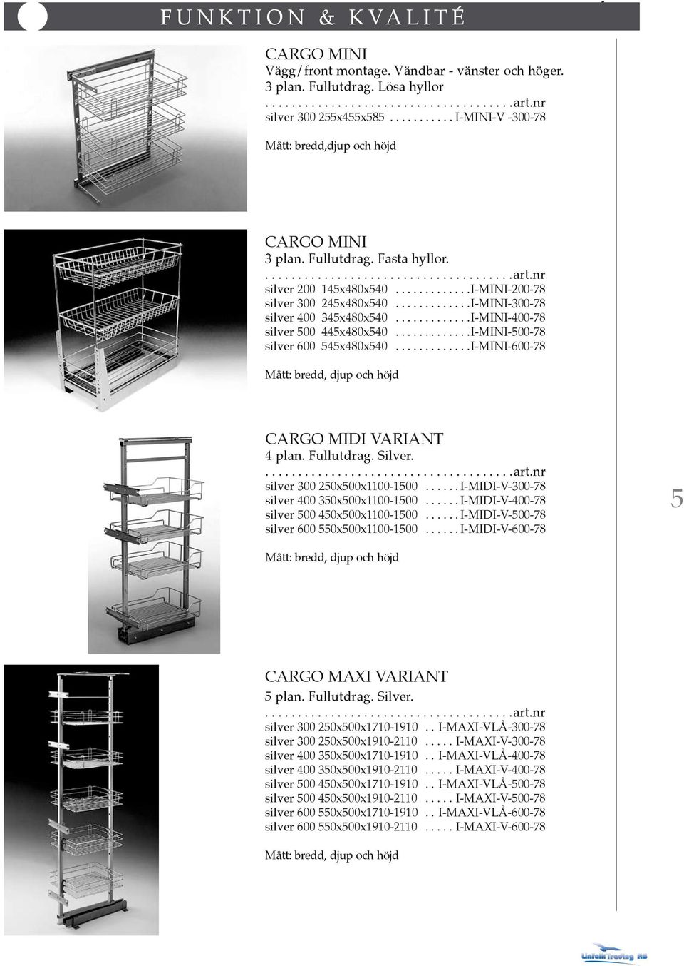 ............I-MINI-400-78 silver 500 445x480x540.............I-MINI-500-78 silver 600 545x480x540.............I-MINI-600-78 CARGO MIDI VARIANT 4 plan. Fullutdrag. Silver. silver 300 250x500x1100-1500.