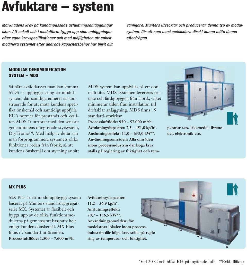 Munters utvecklar och producerar denna typ av modulsystem, för att som marknadsledare direkt kunna möta denna efterfrågan. MODULAR DEHUMIDIFICATION SYSTEM MDS Så nära skräddarsytt man kan komma.