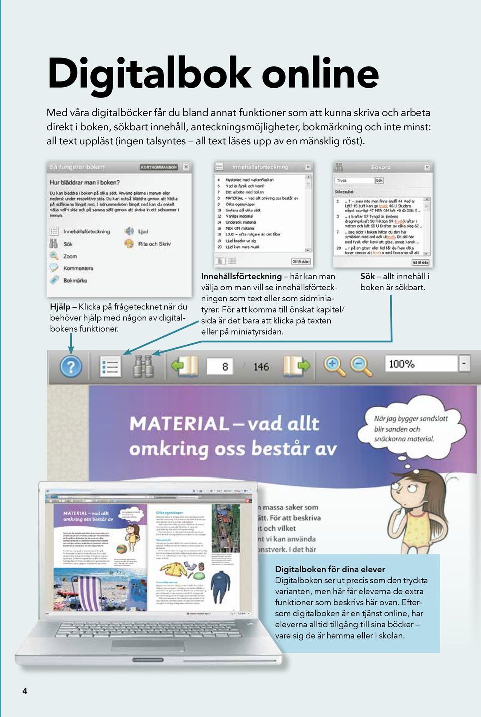 Innehållsförteckning här kan man välja om man vill se innehållsförteckningen som text eller som sidminiatyrer.