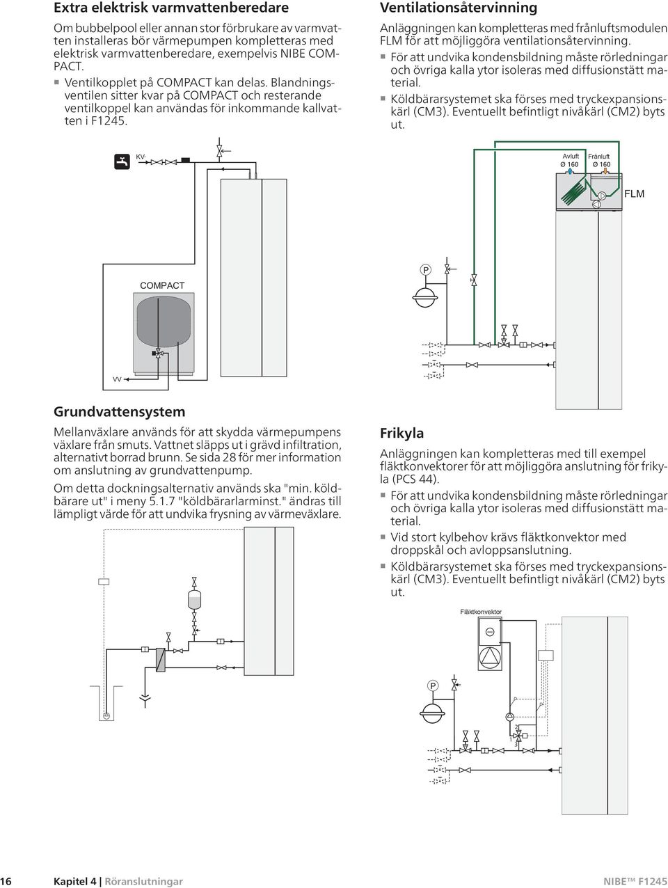 Ventilatisåtervinning Anläggningen kan kompletteras med frånluftsmodulen FLM för att möjliggöra ventilatisåtervinning.