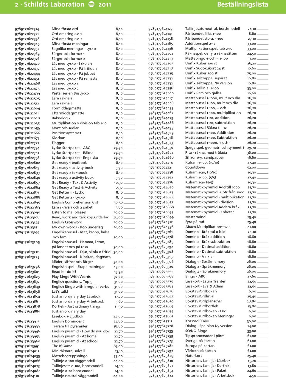 fritiden 8,10 9789177622444 Läs med Lycko - På jobbet 8,10 9789177622451 Läs med Lycko - På semester 8,10 9789177622468 Läs med Lycko 1 8,10 9789177622475 Läs med Lycko 2 8,10 9789177622499