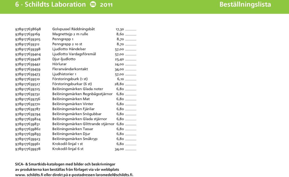 9789177639473 Ljudhistorier 1 57,00 9789177639510 Förstoringsburk (1 st) 6,10 9789177639527 Förstoringsburkar (6 st) 28,80 9789177639725 Belöningsmärken Glada noter 6,80 9789177639732 Belöningsmärken