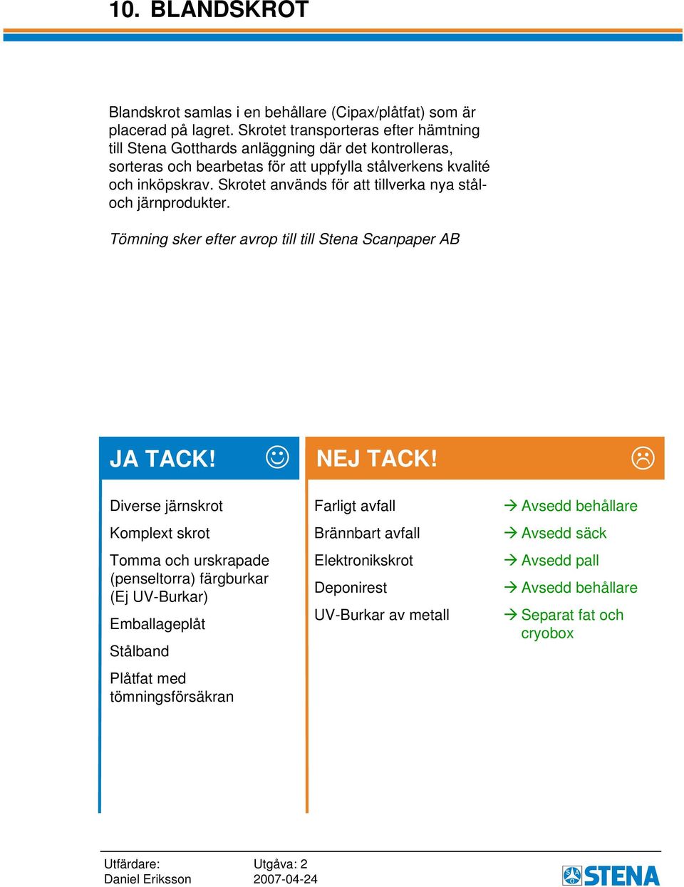 Skrotet används för att tillverka nya ståloch järnprodukter.