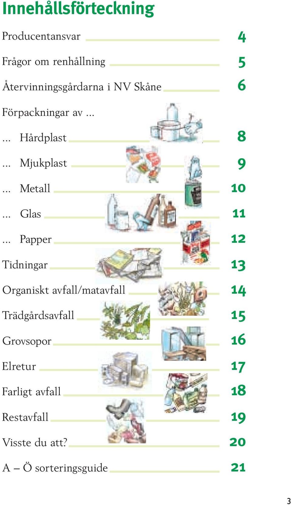 .. Papper 12 Tidningar 13 Organiskt avfall/matavfall 14 Trädgårdsavfall 15 Grovsopor