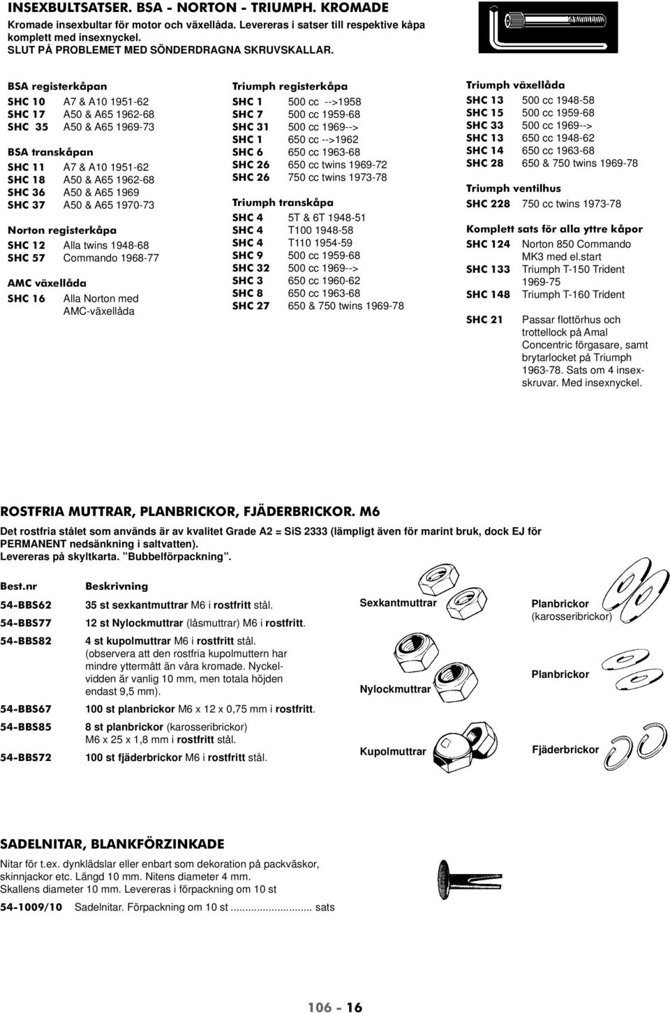 BSA registerkåpan SHC 10 A7 & A10 1951-62 SHC 17 A50 & A65 1962-68 SHC 35 A50 & A65 1969-73 BSA transkåpan SHC 11 A7 & A10 1951-62 SHC 18 A50 & A65 1962-68 SHC 36 A50 & A65 1969 SHC 37 A50 & A65