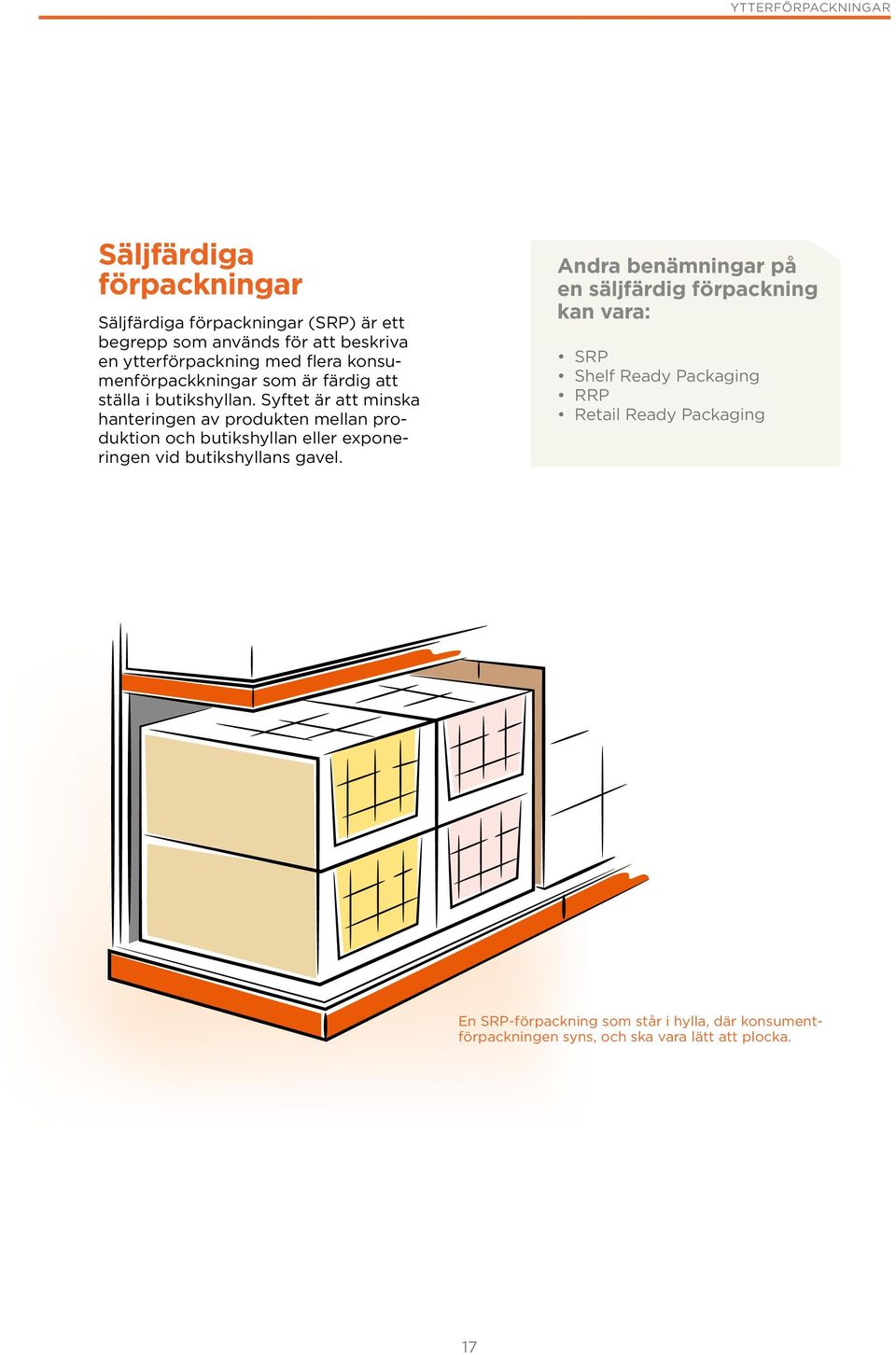 Syftet är att minska hanteringen av produkten mellan produktion och butikshyllan eller exponeringen vid butikshyllans gavel.