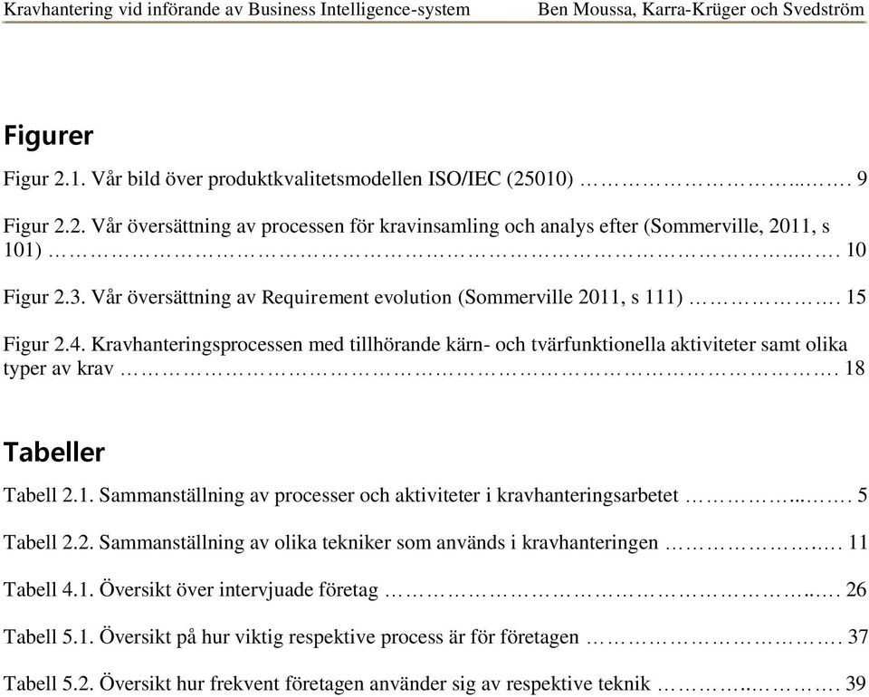 18 Tabeller Tabell 2.1. Sammanställning av processer och aktiviteter i kravhanteringsarbetet.... 5 Tabell 2.2. Sammanställning av olika tekniker som används i kravhanteringen.. 11 Tabell 4.1. Översikt över intervjuade företag.