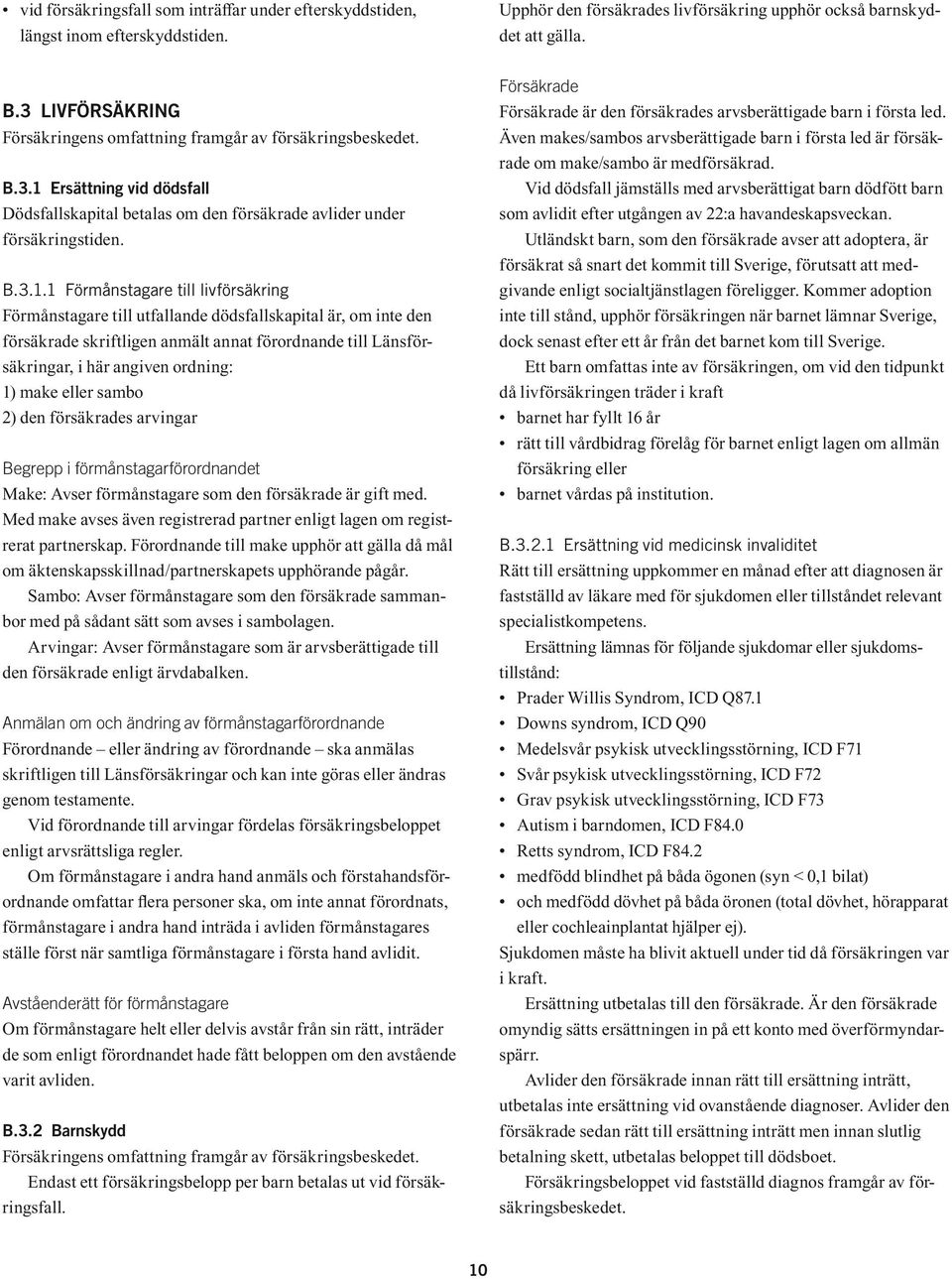 Ersättning vid dödsfall Dödsfallskapital betalas om den försäkrade avlider under försäkringstiden. B.3.1.