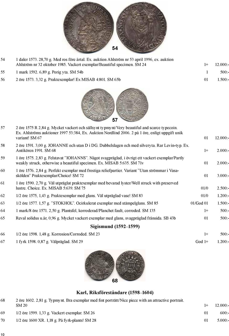 Mycket vackert och sällsynt typmynt/very beautiful and scarce typecoin. Ex. Ahlströms auktioner 1997 53:384, Ex. Auktion Nordlind 2006. 2 på 1 öre, enligt uppgift unik variant! SM 67 01 12.