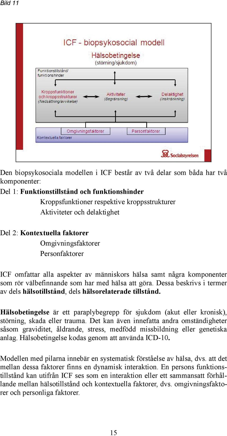 Dessa beskrivs i termer av dels hälsotillstånd, dels hälsorelaterade tillstånd. Hälsobetingelse är ett paraplybegrepp för sjukdom (akut eller kronisk), störning, skada eller trauma.