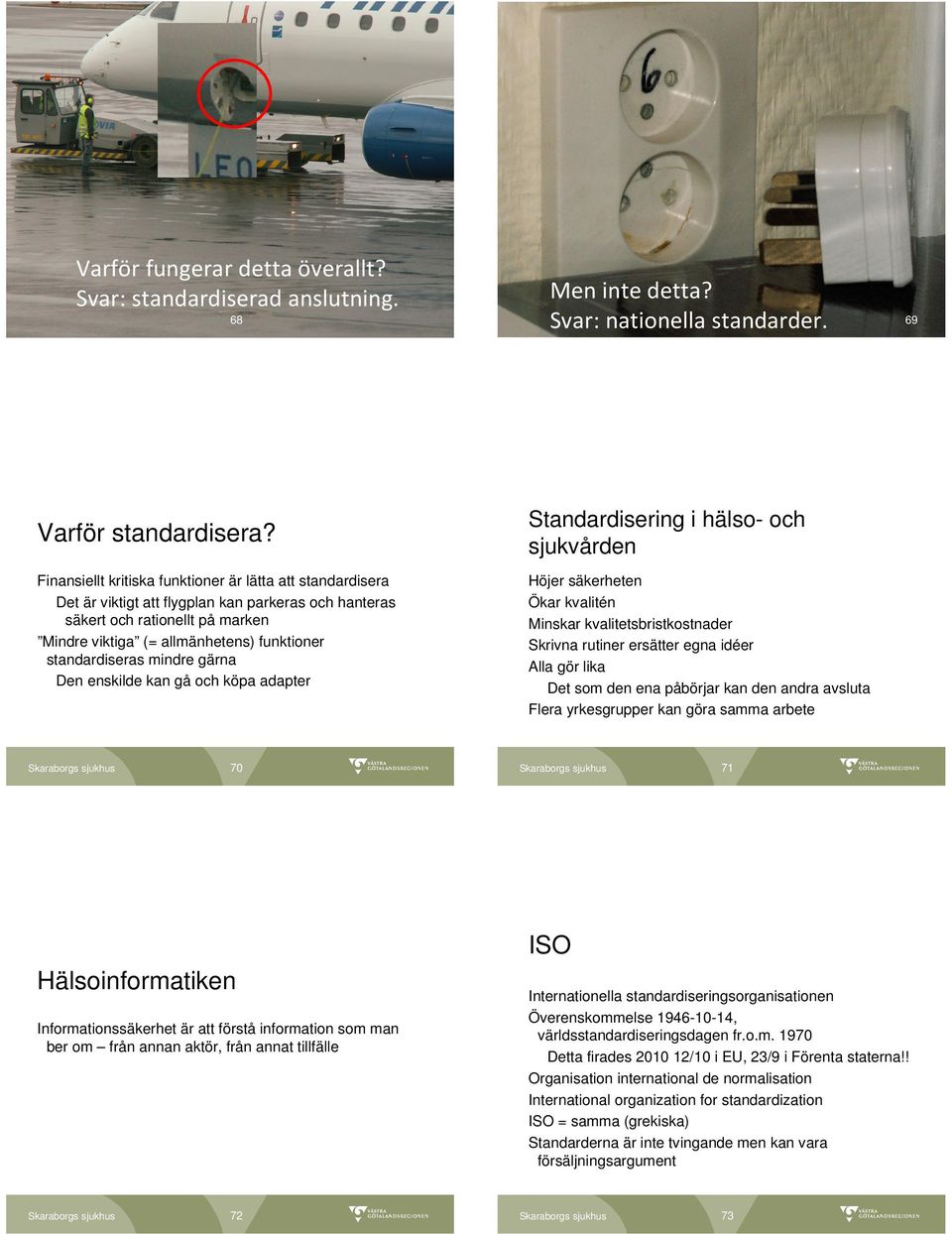 standardiseras mindre gärna Den enskilde kan gå och köpa adapter 70 Men inte detta? Svar: nationella standarder.