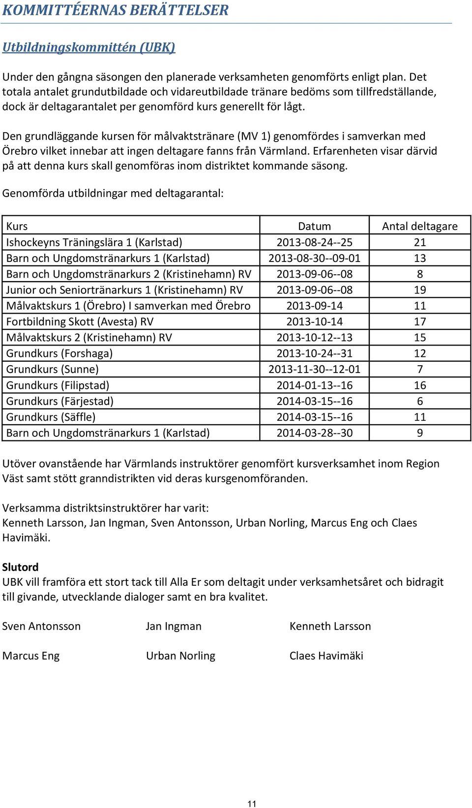 Den grundläggande kursen för målvaktstränare (MV 1) genomfördes i samverkan med Örebro vilket innebar att ingen deltagare fanns från Värmland.