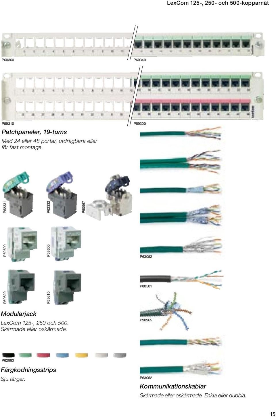 P59300 P62331 P62332 P90967 P59590 P59600 P63052 P80501 P59620 P59610 Modularjack LexCom 125-, 250