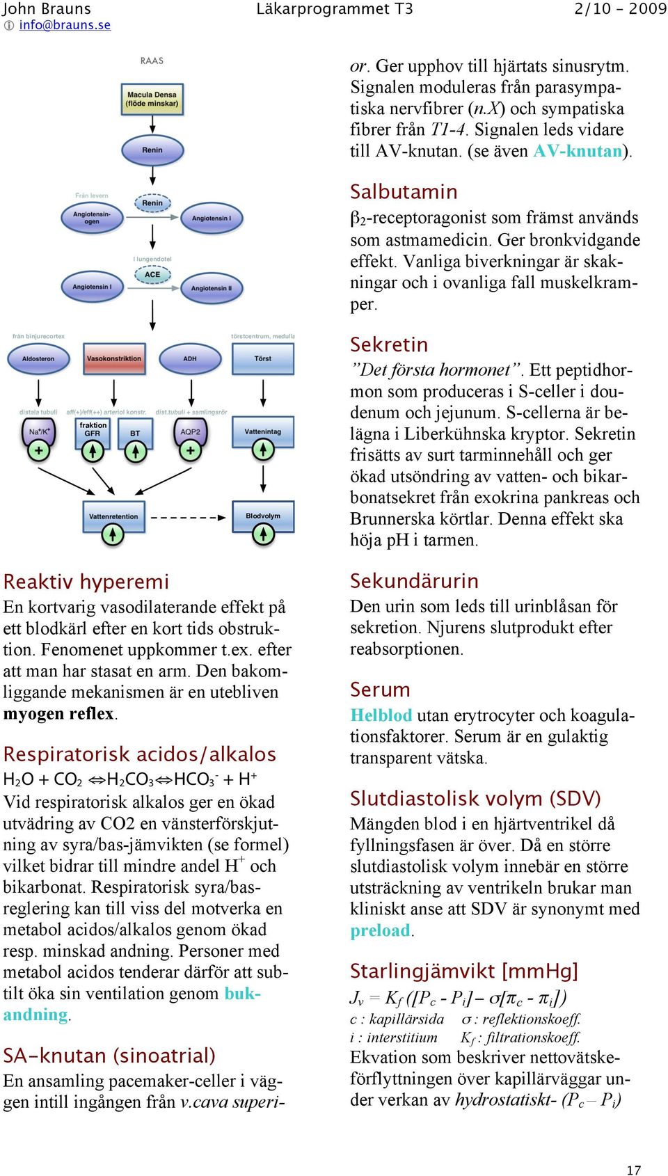 Från levern Angiotensinogen Angiotensin I Renin I lungendotel ACE Angiotensin I Angiotensin II Salbutamin 2 -receptoragonist som främst används som astmamedicin. Ger bronkvidgande effekt.