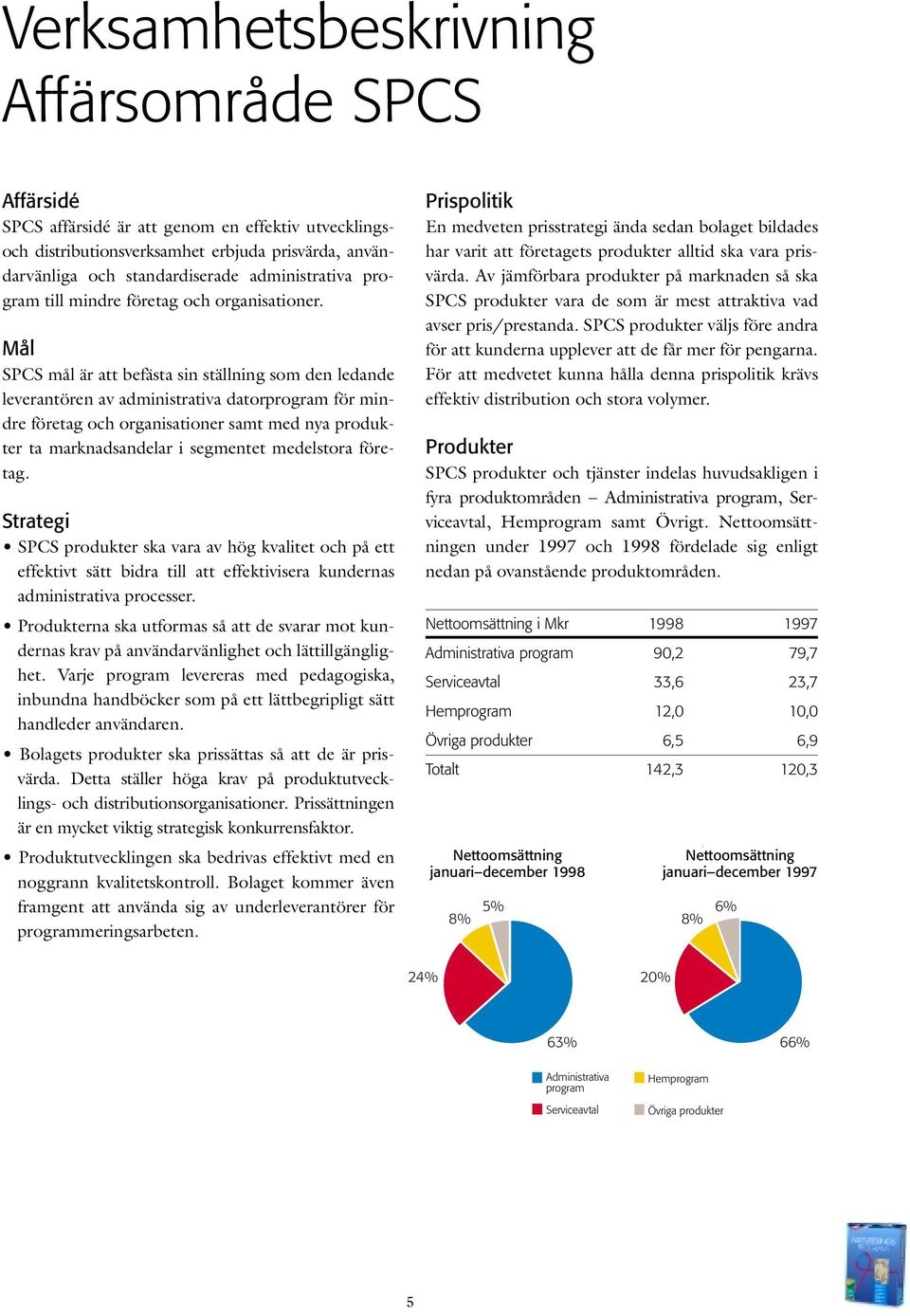 Mål SPCS mål är att befästa sin ställning som den ledande leverantören av administrativa datorprogram för mindre företag och organisationer samt med nya produkter ta marknadsandelar i segmentet