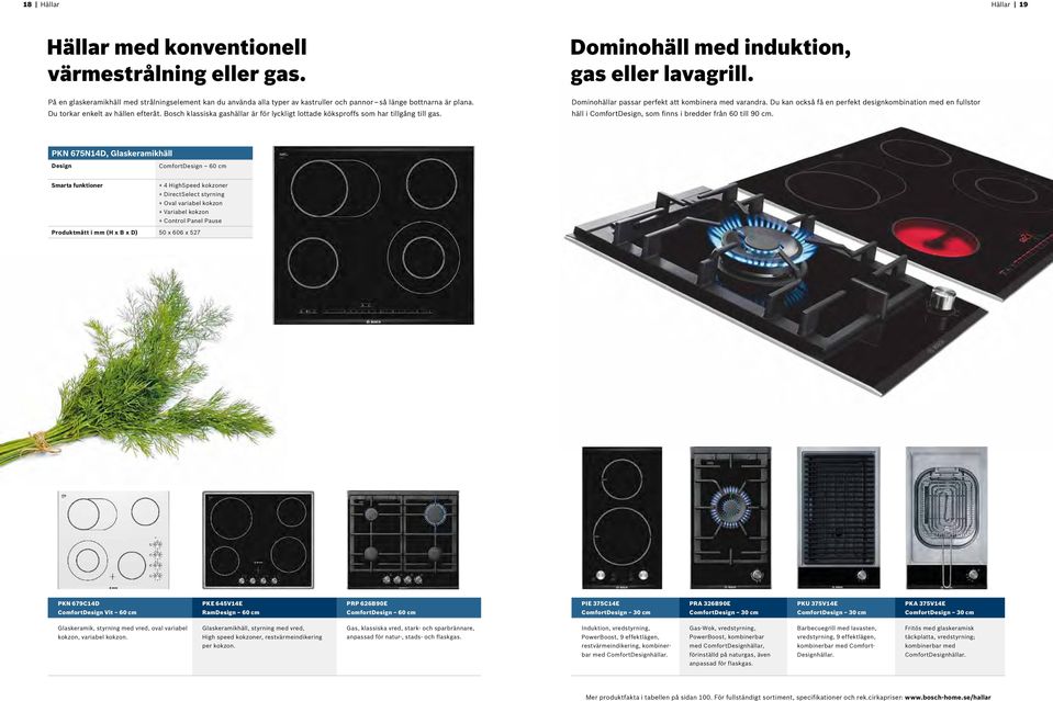 Bosch klassiska gashällar är för lyckligt lottade köksproffs som har tillgång till gas. Dominohällar passar perfekt att kombinera med varandra.