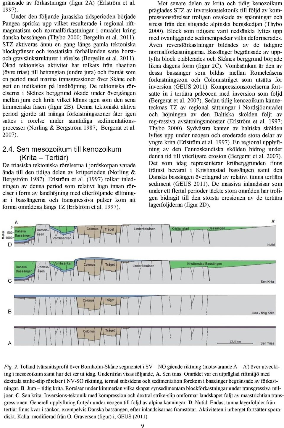 2011). STZ aktiveras ännu en gång längs gamla tektoniska blockgränser och isostatiska förhållanden satte horstoch gravsänkstrukturer i rörelse (Bergelin et al. 2011).