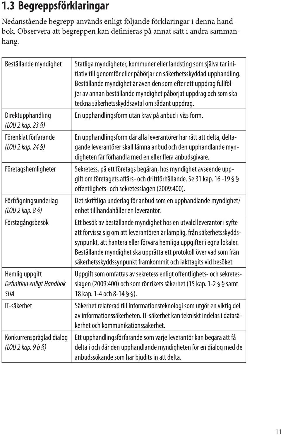 8 ) Förstagångsbesök Hemlig uppgift Definition enligt Handbok SUA IT-säkerhet Konkurrenspräglad dialog (LOU 2 kap.